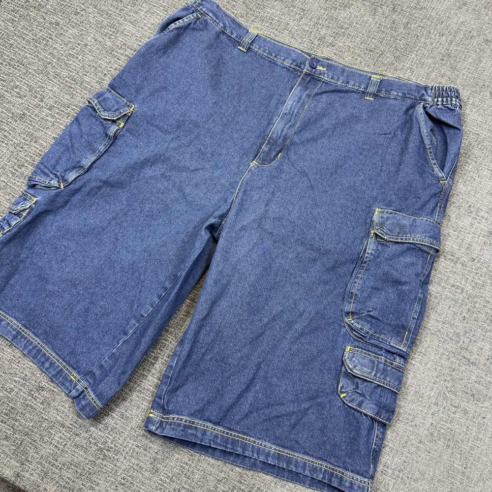 King‎ Size Cargo Jean Shorts Mens 46 Big Tall Blue Baggy RL Denim Jorts 15" Y2K